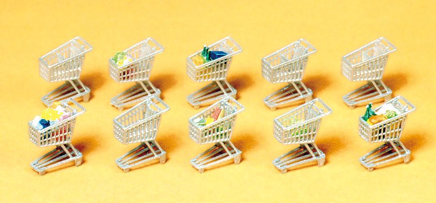 Preiser 17224 HO規 賣場購物車.10輛