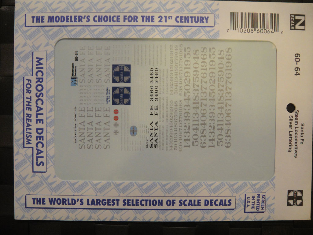 Microscale Santa Fe 60-64 轉印紙 (1-1303)