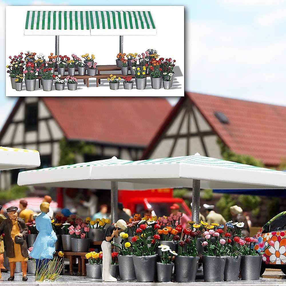 Busch 1072 HO scale, Flower Market Stand Kit