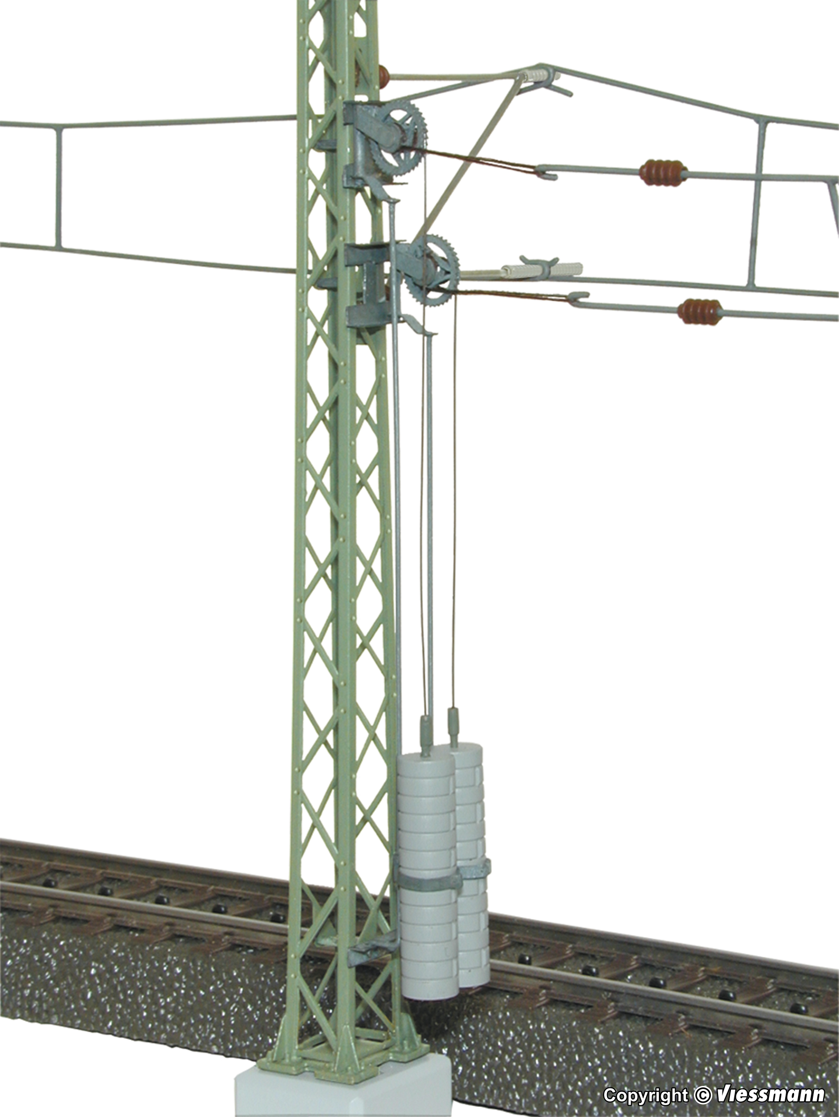 Viessmann 4164 HO規 Tensioning pulley with catenary mast 架線柱.約11.5cm