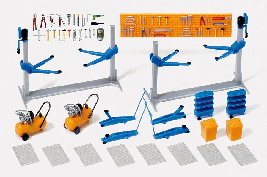 Preiser 17186 HO規 Car Workshop Equipment 修車廠配備