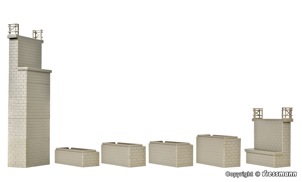 Kibri 39750 HO scale, Universal brick-built bridge piers, 2 pieces