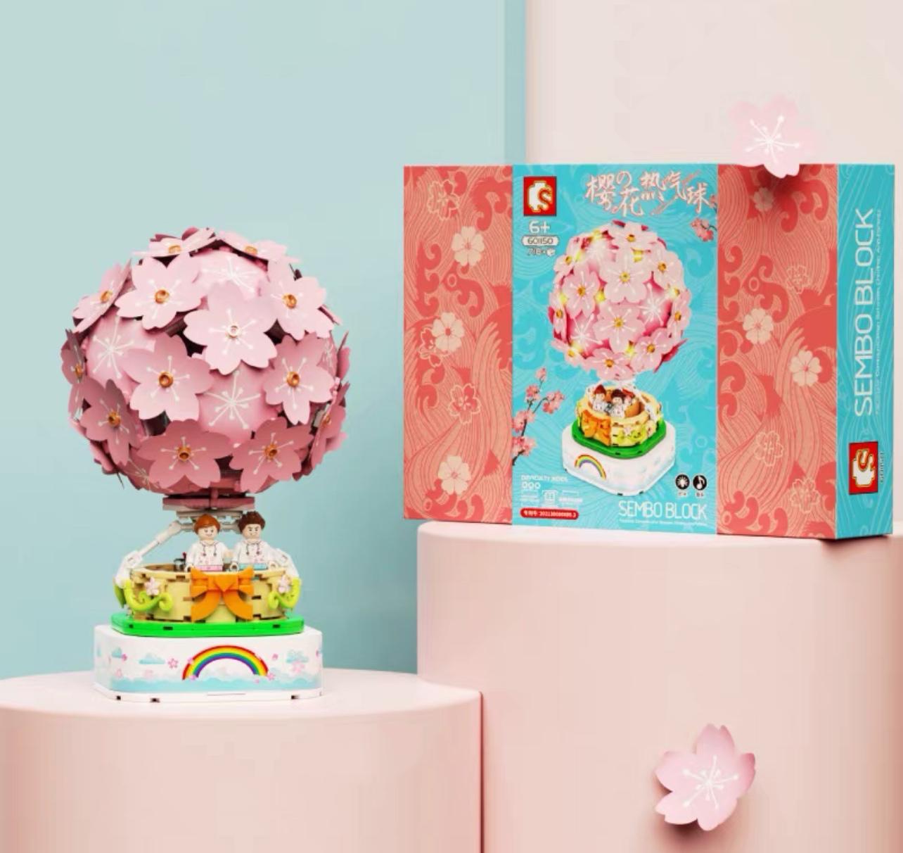 創意積木　旋轉燈光音樂櫻花熱氣球 （601150 ）