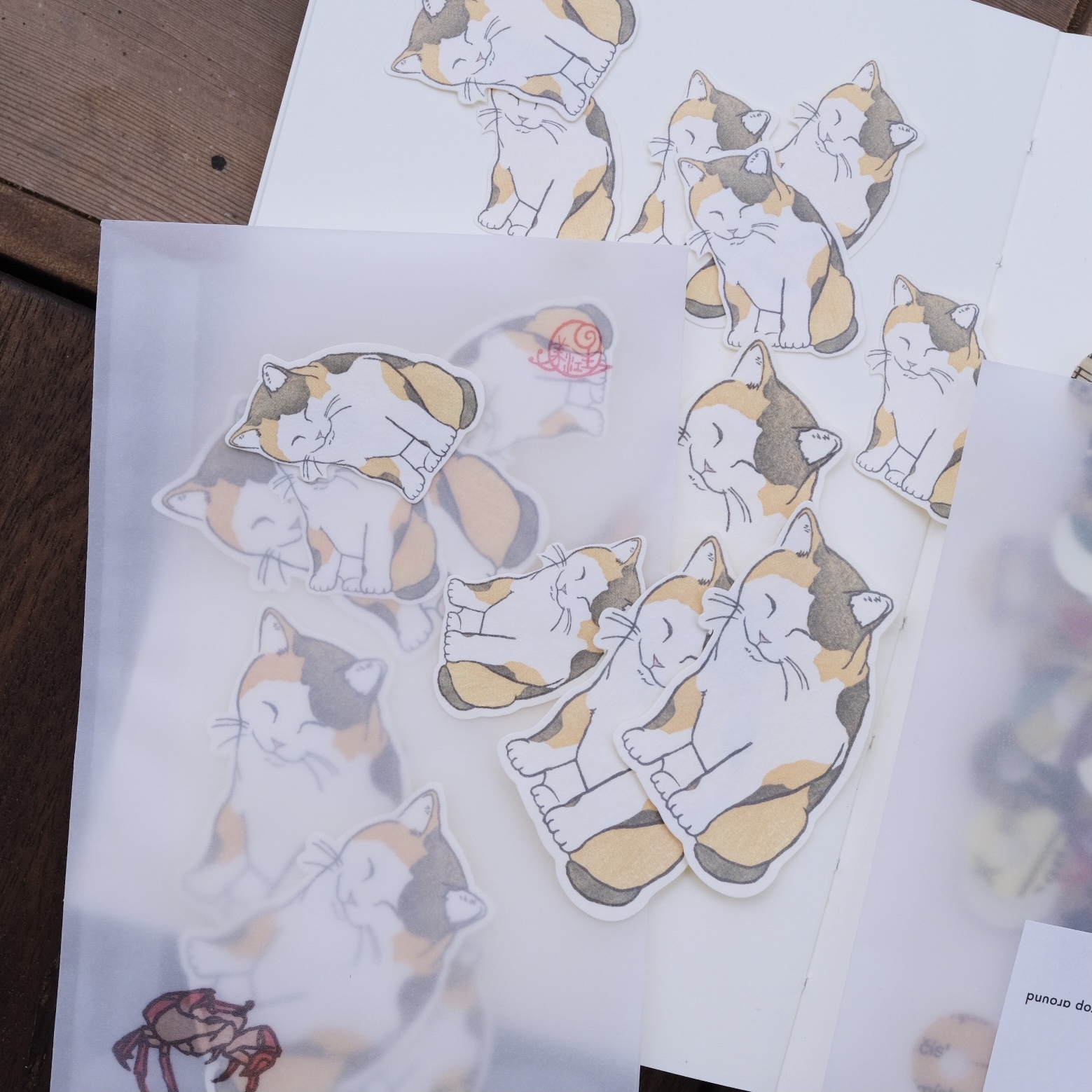 貼紙包 (玉雨舍-貓/絹紙幾何造型貼紙)｜倉敷意匠 日本