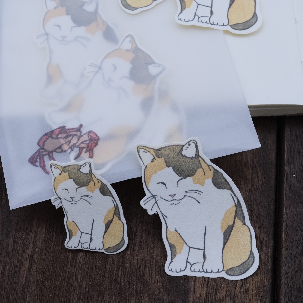 貼紙包 (玉雨舍-貓/絹紙幾何造型貼紙)｜倉敷意匠 日本