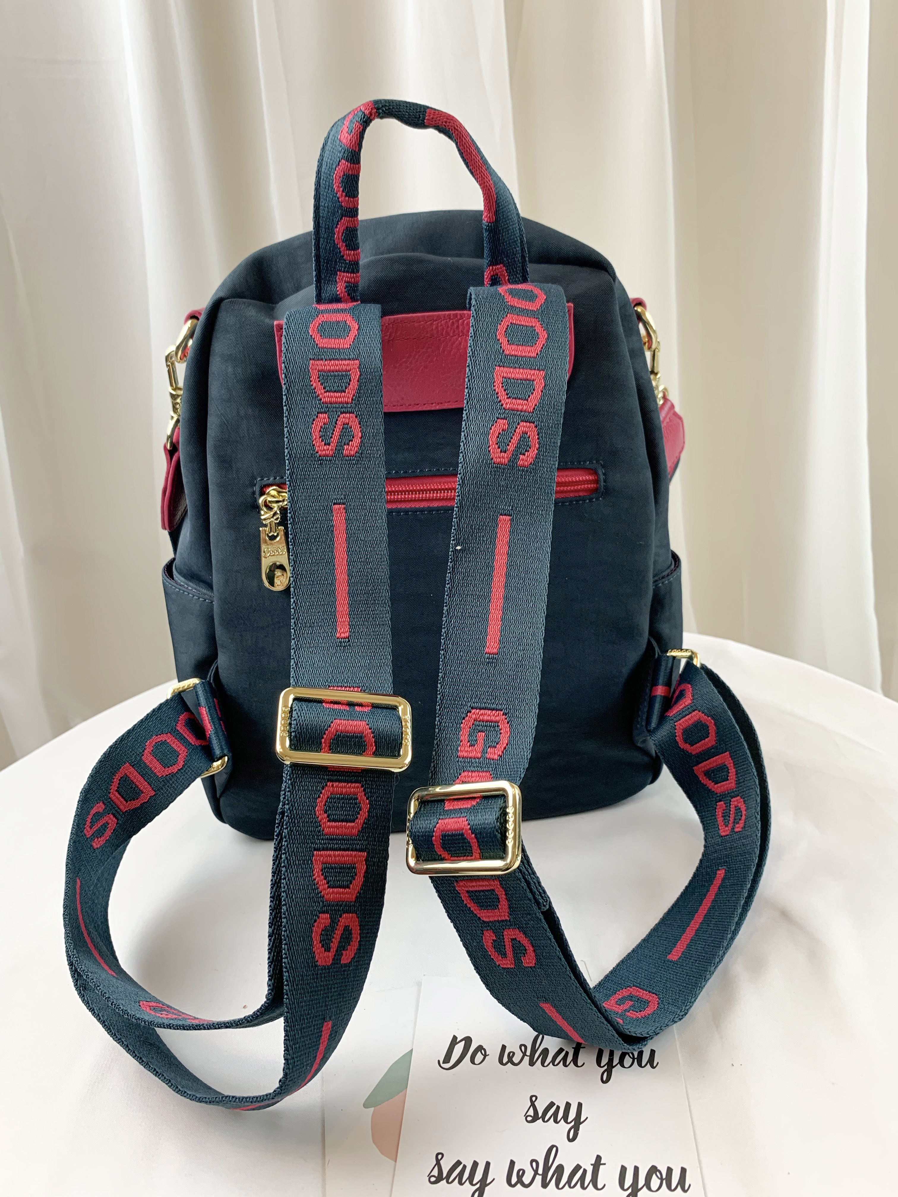 GOODS 織帶綠桃 防潑水後背包 / 側背包 附小熊吊飾 #2743