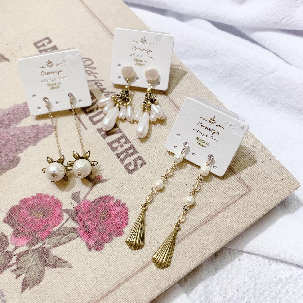 [日本制] 復古珍珠耳環(防敏感樹脂針)