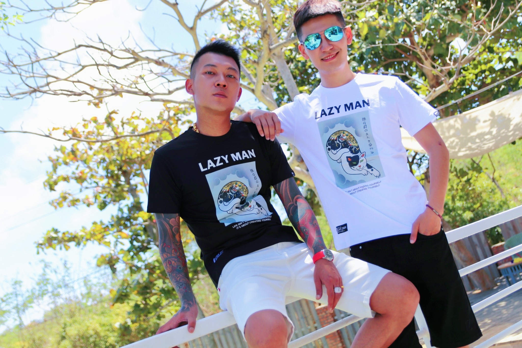 Lazy Man 第八代浮世繪貓咪刺青圖T恤