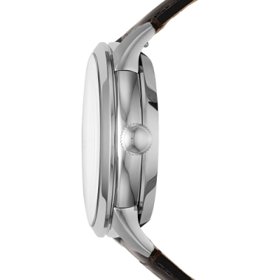 萬年鐘錶 - Fossil  品味質感機械皮革男錶  ME3167   錶徑44MM