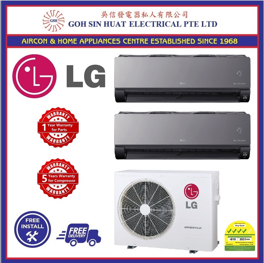 LG 4 Ticks Art Cool Air Conditioner AMNC09GDJR0 x 2 (Re