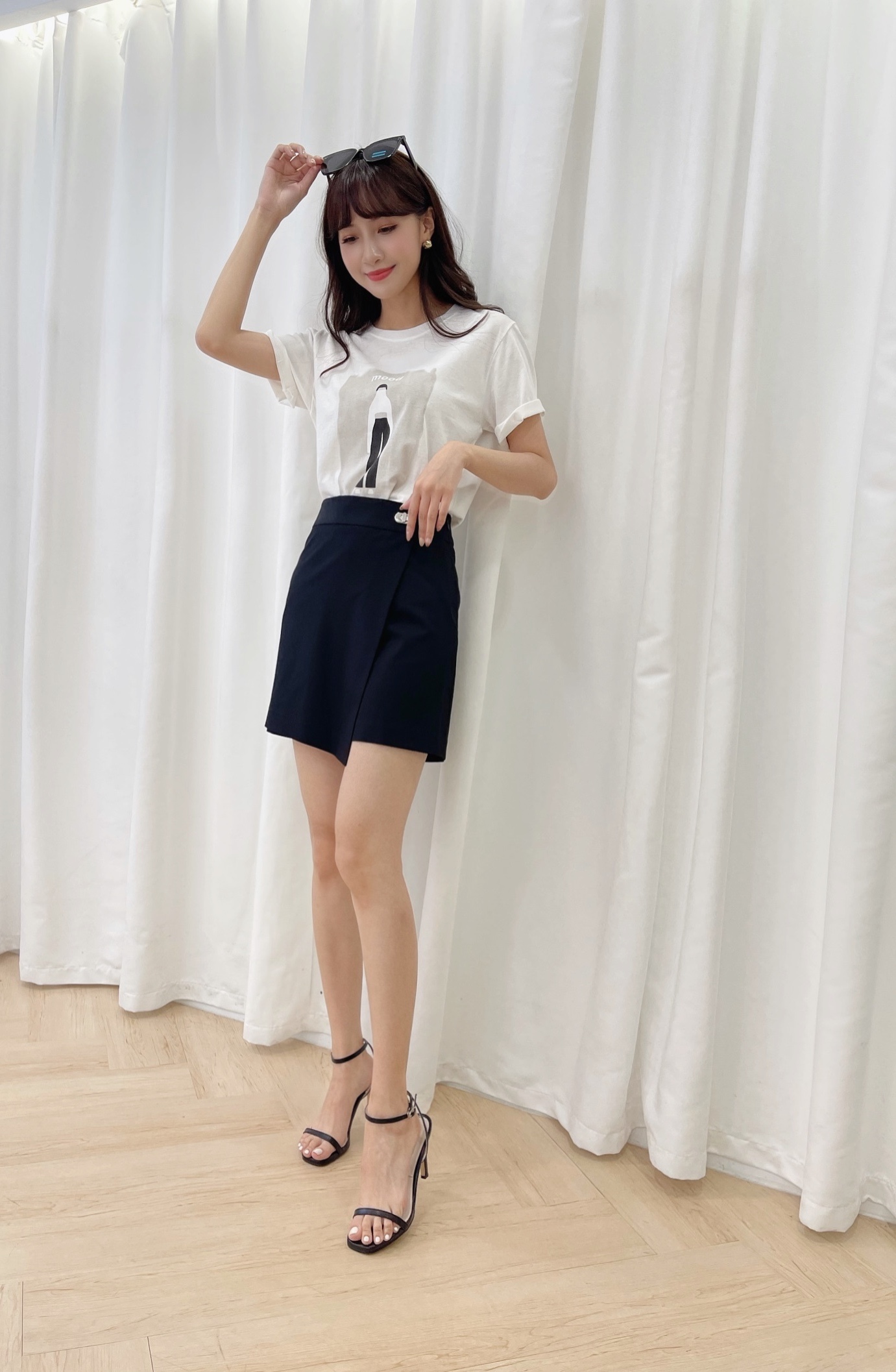 造型側釦涼感褲裙