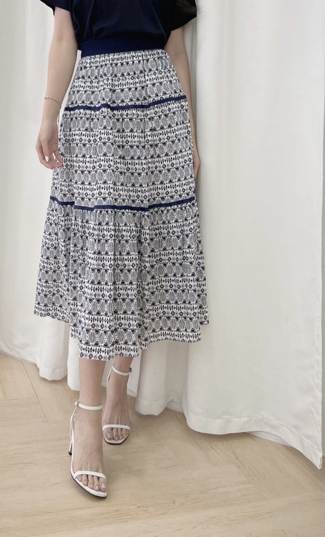 棉麻圖紋印花長裙