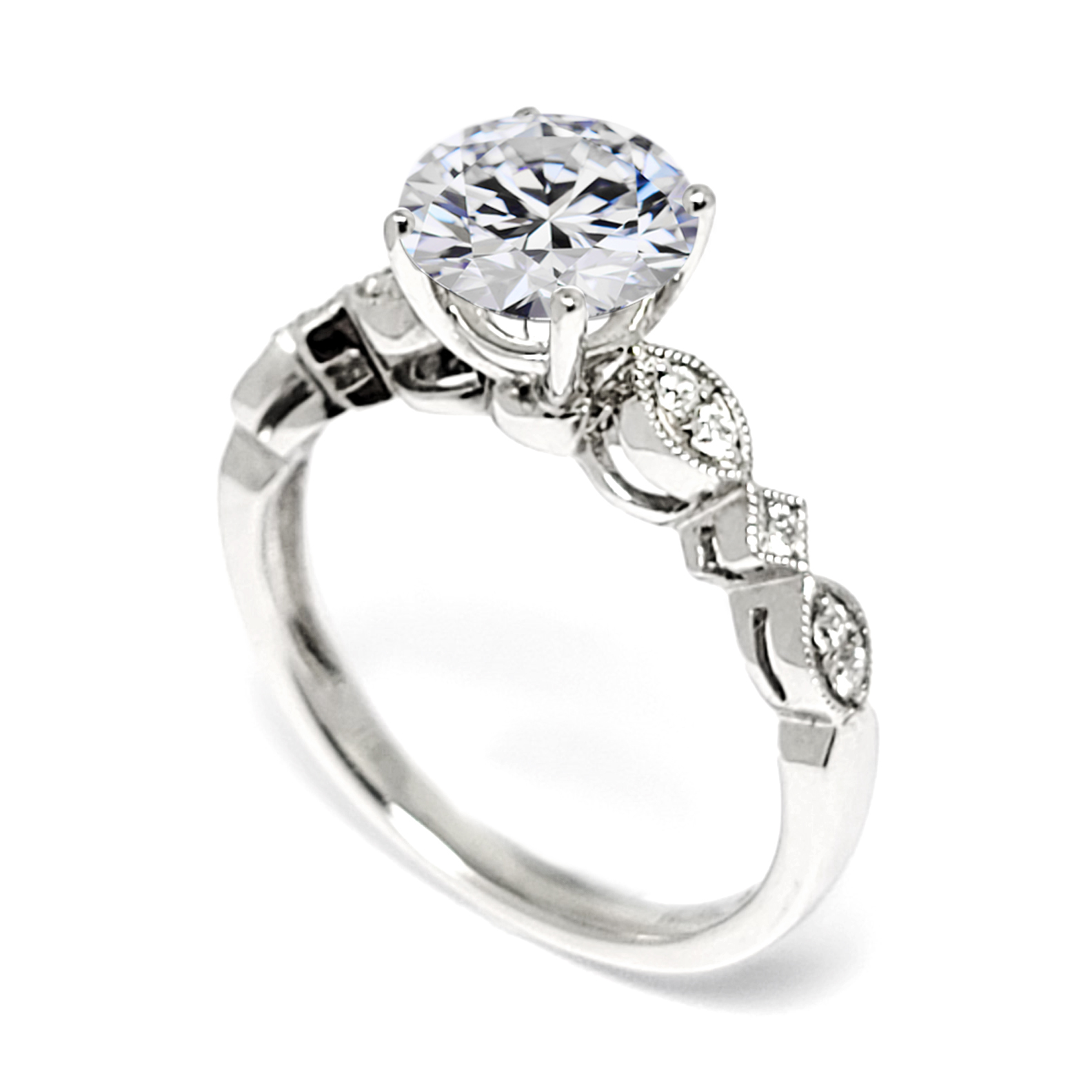 18K 白金鑽石戒指托(RS24H8427RM10)