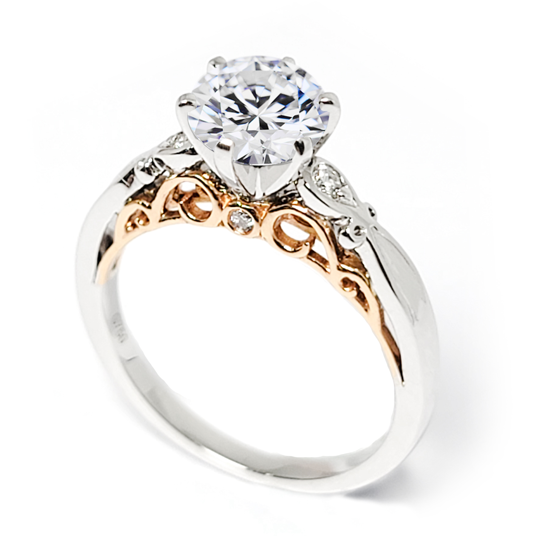 18K 白/玫瑰金天然鑽石戒指托 (RS22H23341AX)