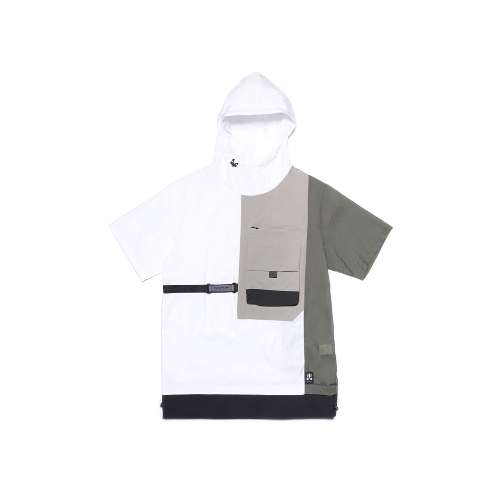 立體口袋連帽上衣 - 白