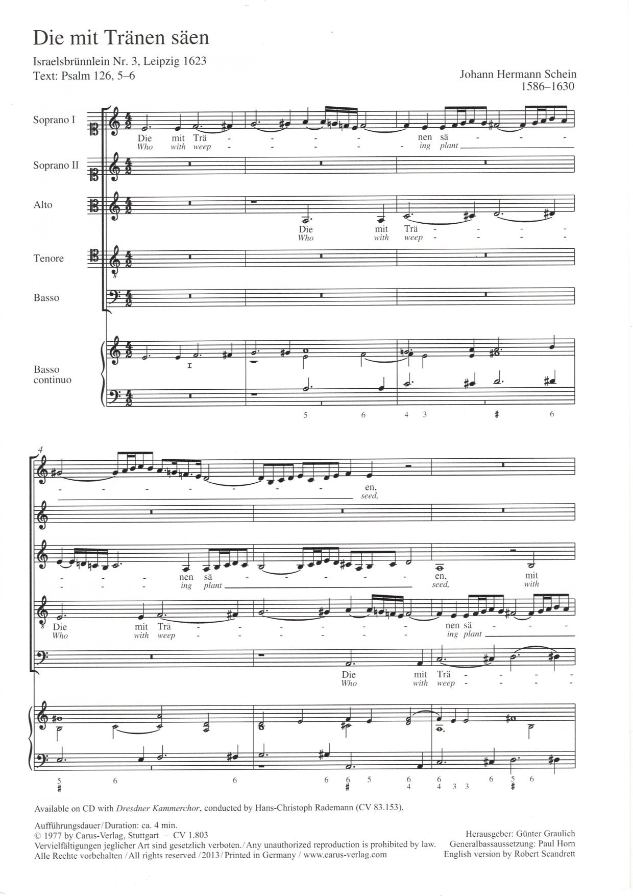 【混聲五部】《Die mit Tränen säen》