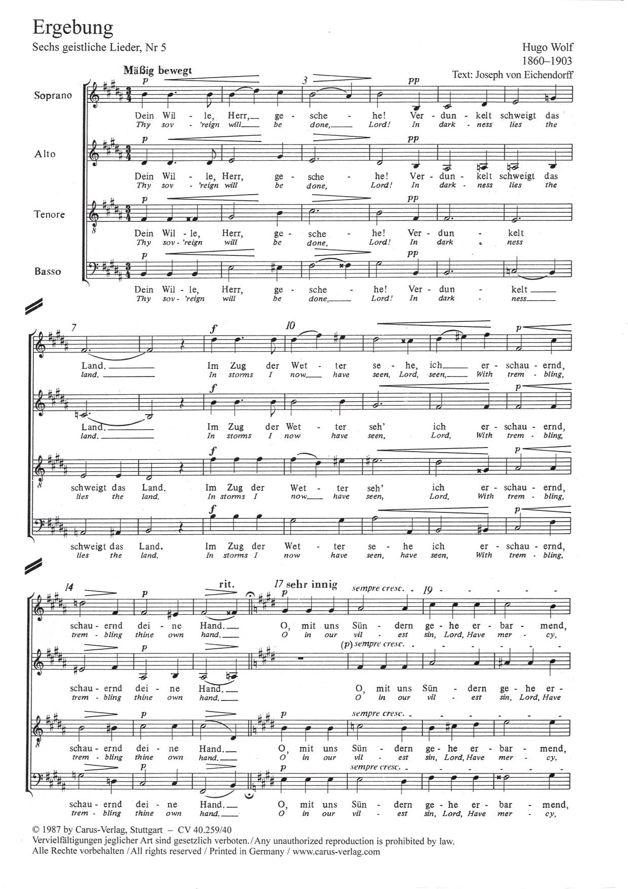 【混聲四部】《Ergebung》