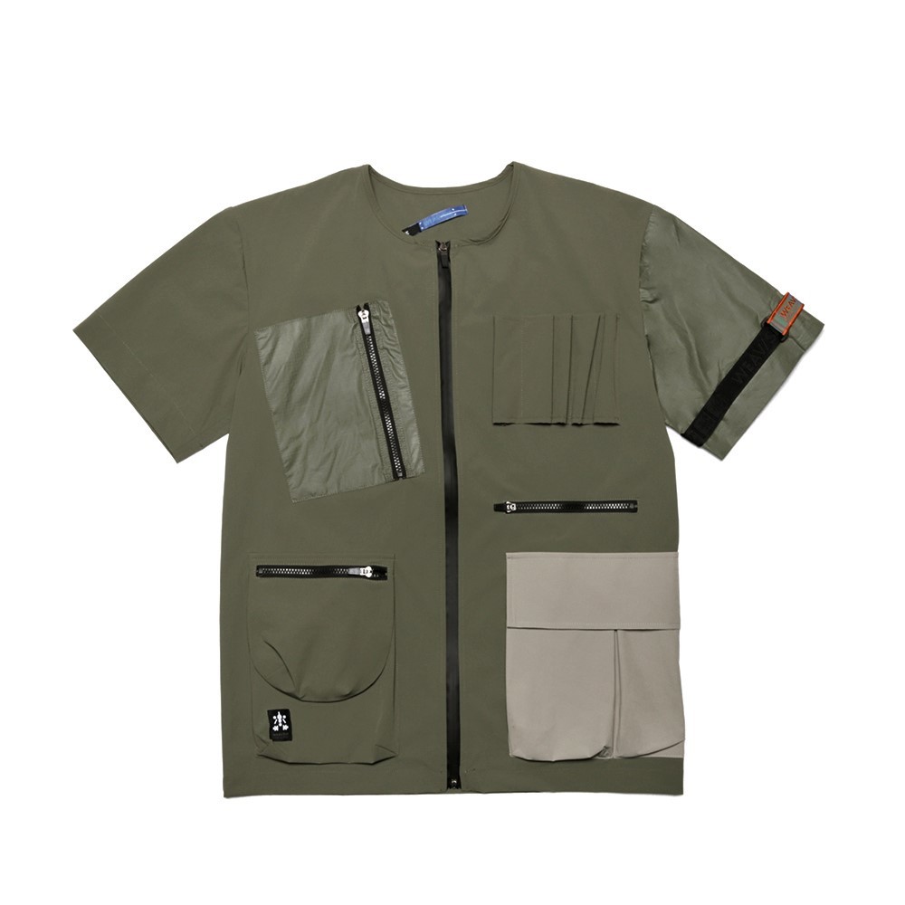 多口袋拉鍊上衣 - 墨綠