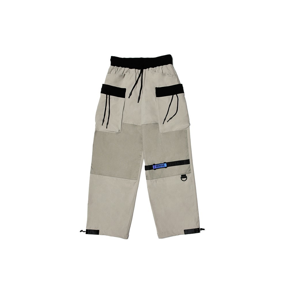 四面彈立體袋抽繩寬褲 - 卡其