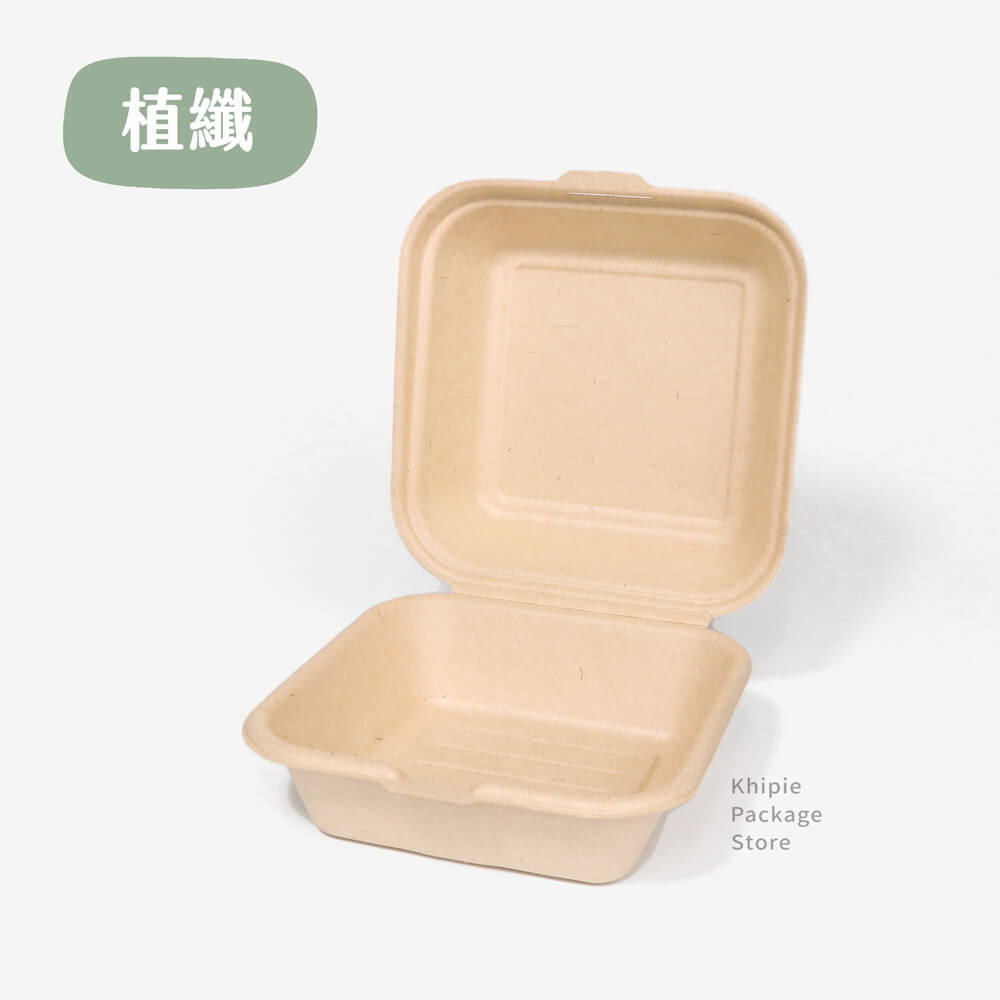 植纖連蓋餐盒｜正方盒型｜6吋
