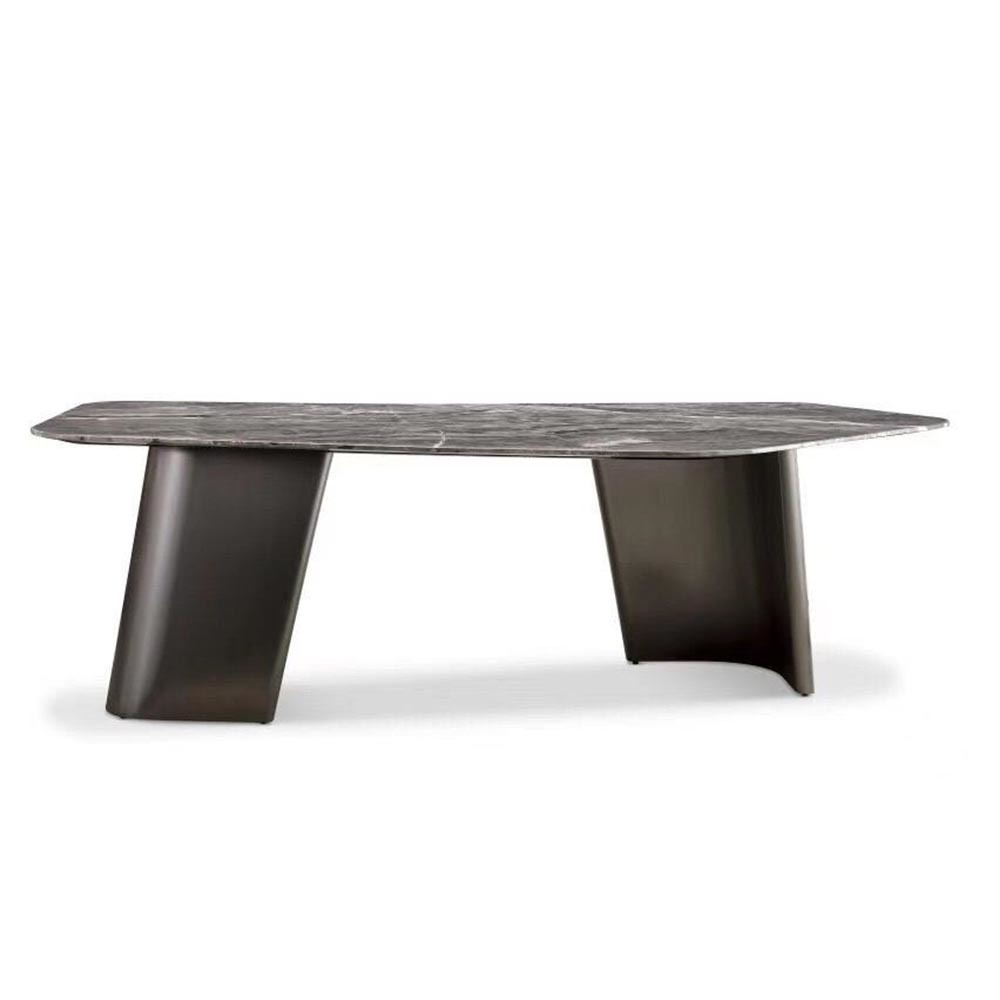 1223 愛馬仕灰餐桌︱不銹鋼黑絲拉鈦