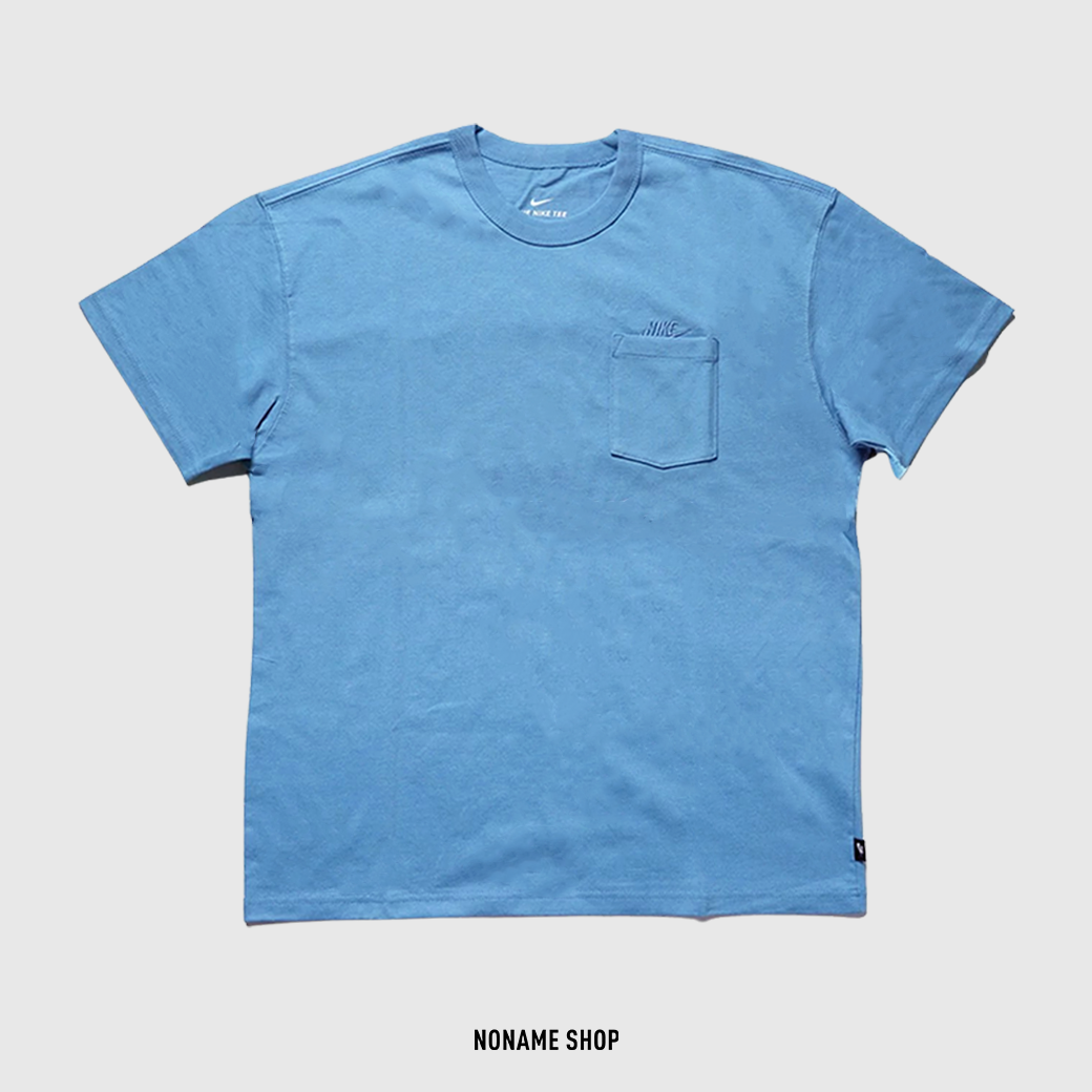 💥出清特價💥 NIKE NSW Swoosh 經典 字勾 厚磅 口袋 刺繡 短袖 短T 短TEE 藍 (男款)