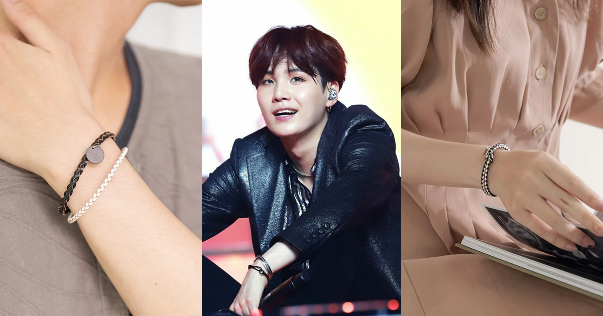 休閒又帥氣的編織手環不只深受BTS喜愛，也經常出現在其他男團的私服中。