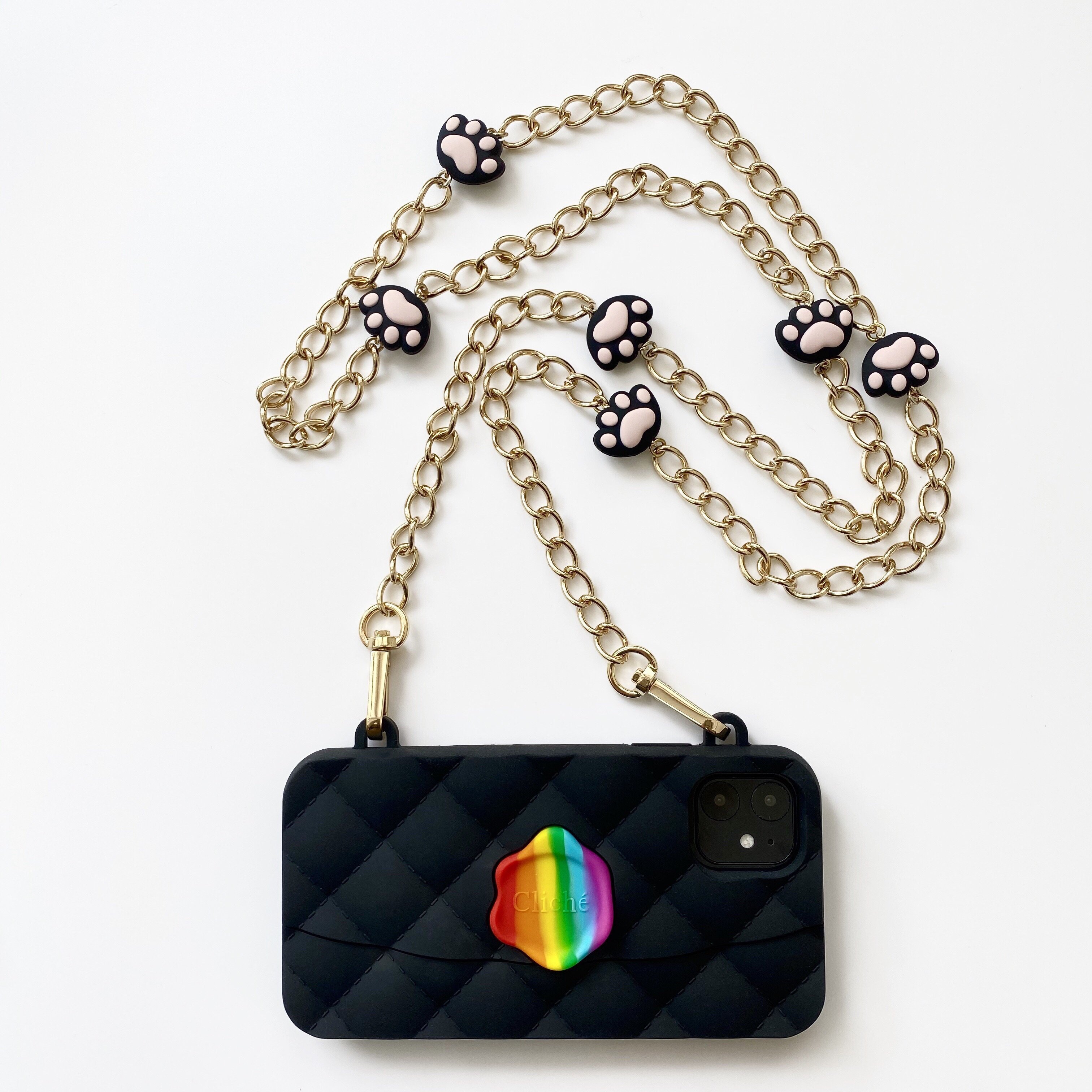 Candies 金屬腳印長鏈(黑)-125公分