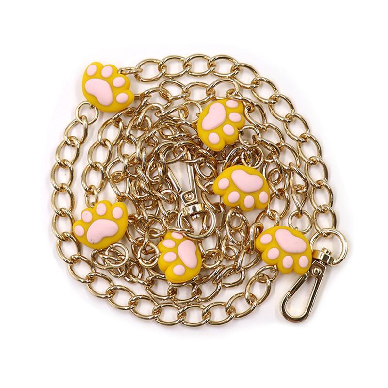 Candies 金屬腳印長鏈(黃)-125公分