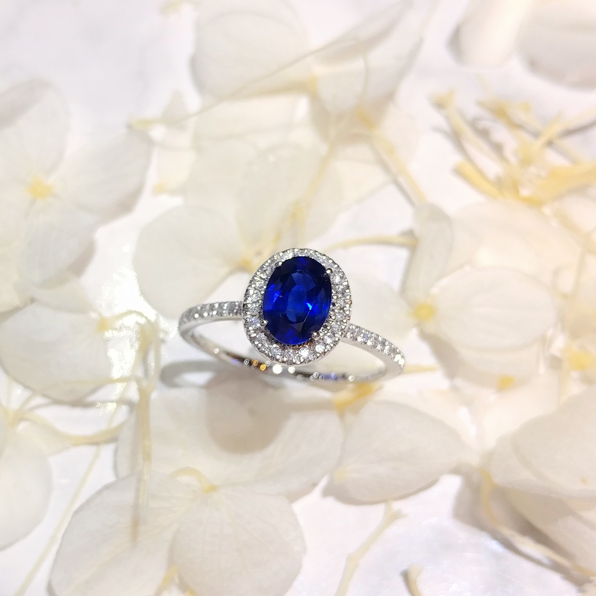 18K White Gold 1.10ct Sapphire and Diamond Ring