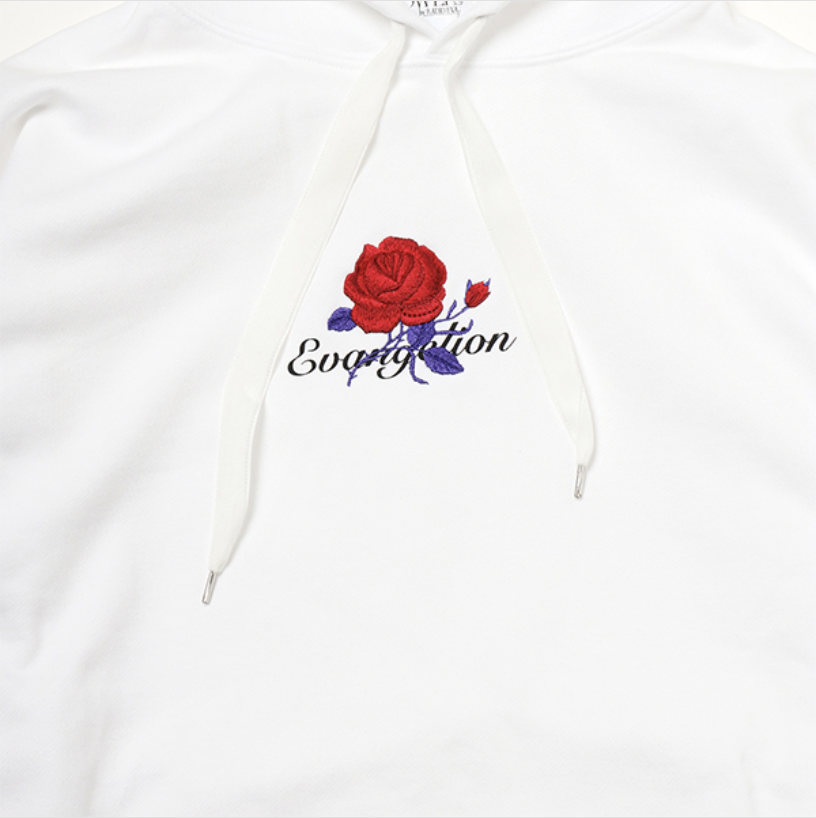 【FLOWER by RADIO EVA 029】EVA-01 Flower Embroidery Parka/WHITE（初号機覚醒ローズ）（T-Shirt）
