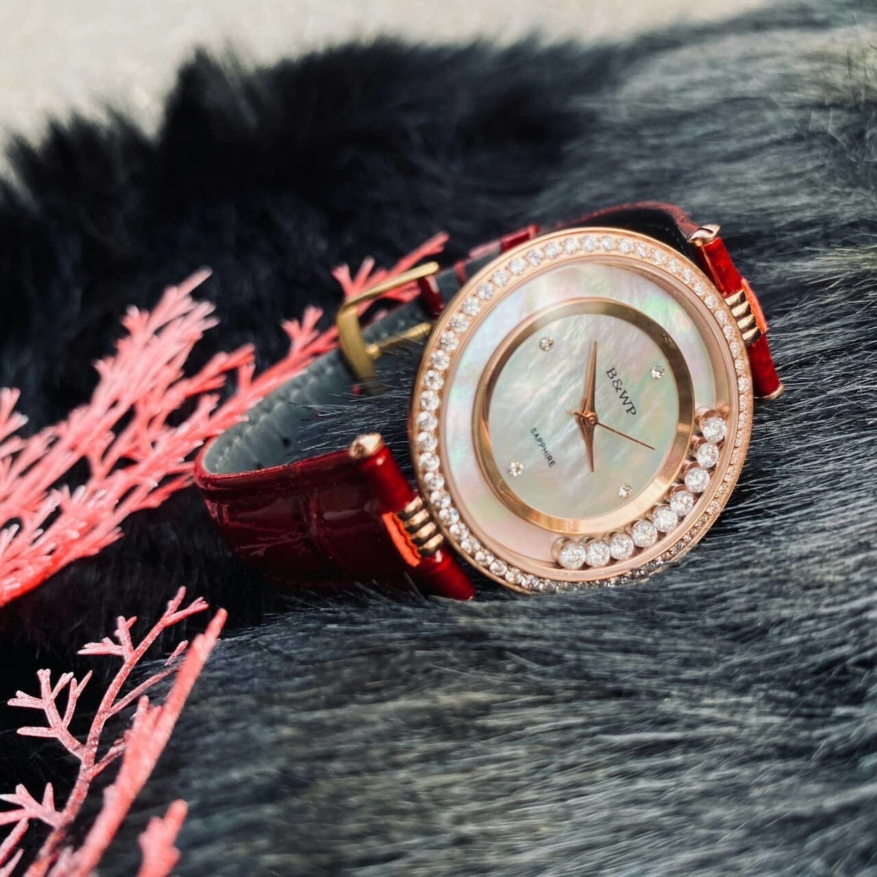 【B&WP】快樂鑽系列 優雅質感紅色皮帶女錶 BWP61253AARGR 32mm 現代鐘錶