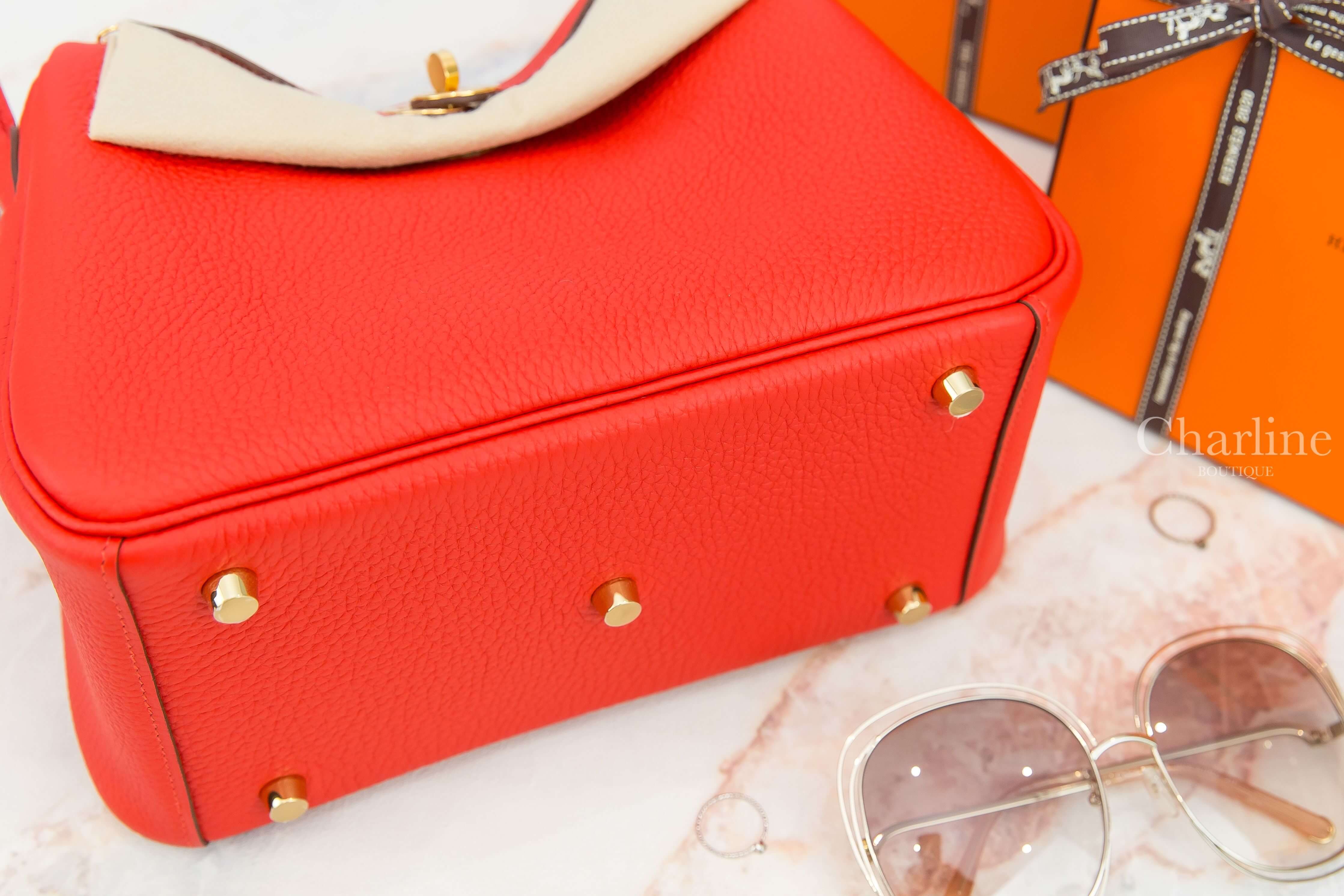 Hermès Lindy 26cm S5 Rouge Tomate Taurillon Clemence Z刻蕃茄紅金釦-Charline Boutique 精品代購