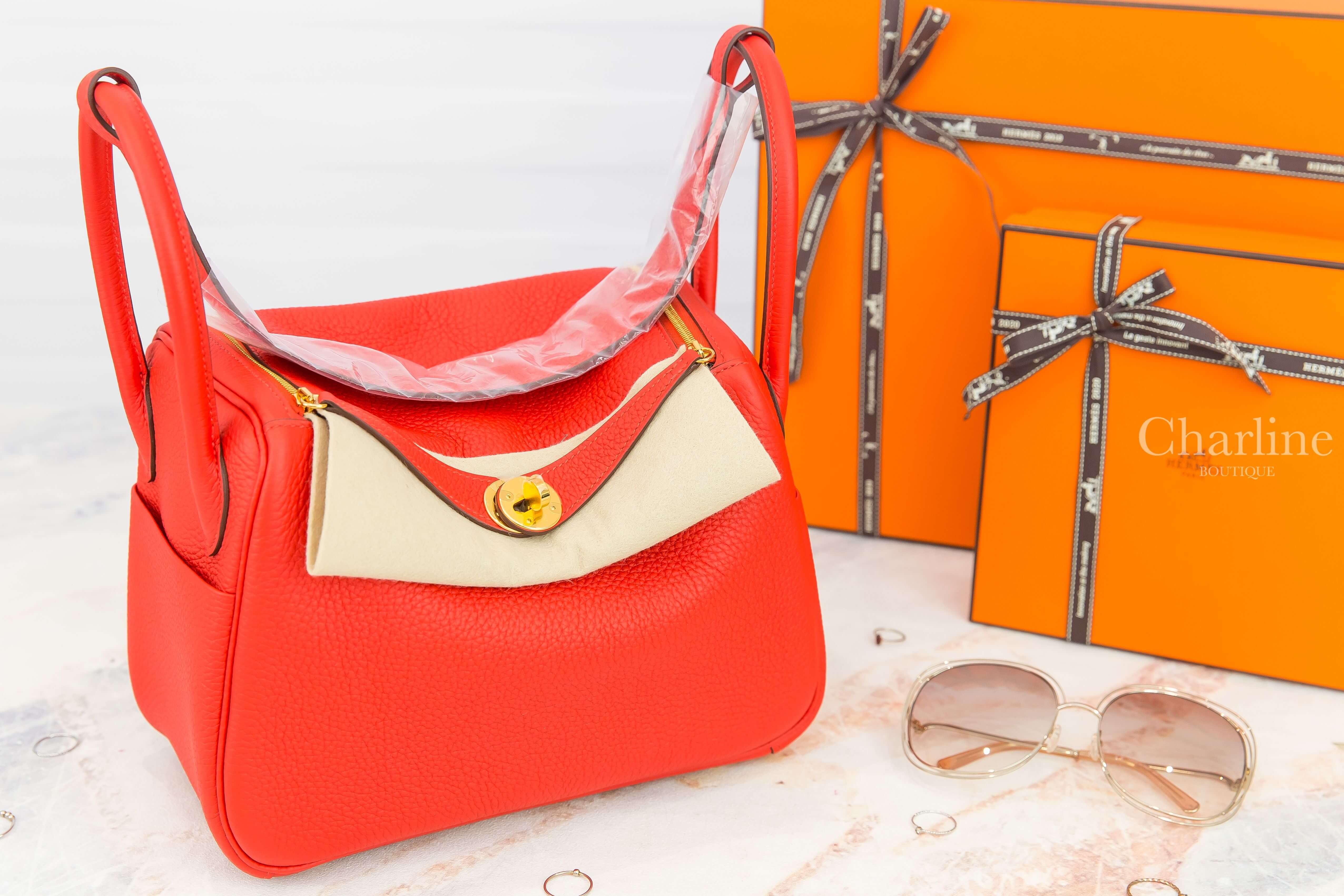 Hermès Lindy 26cm S5 Rouge Tomate Taurillon Clemence Z刻蕃茄紅金釦-Charline Boutique 精品代購