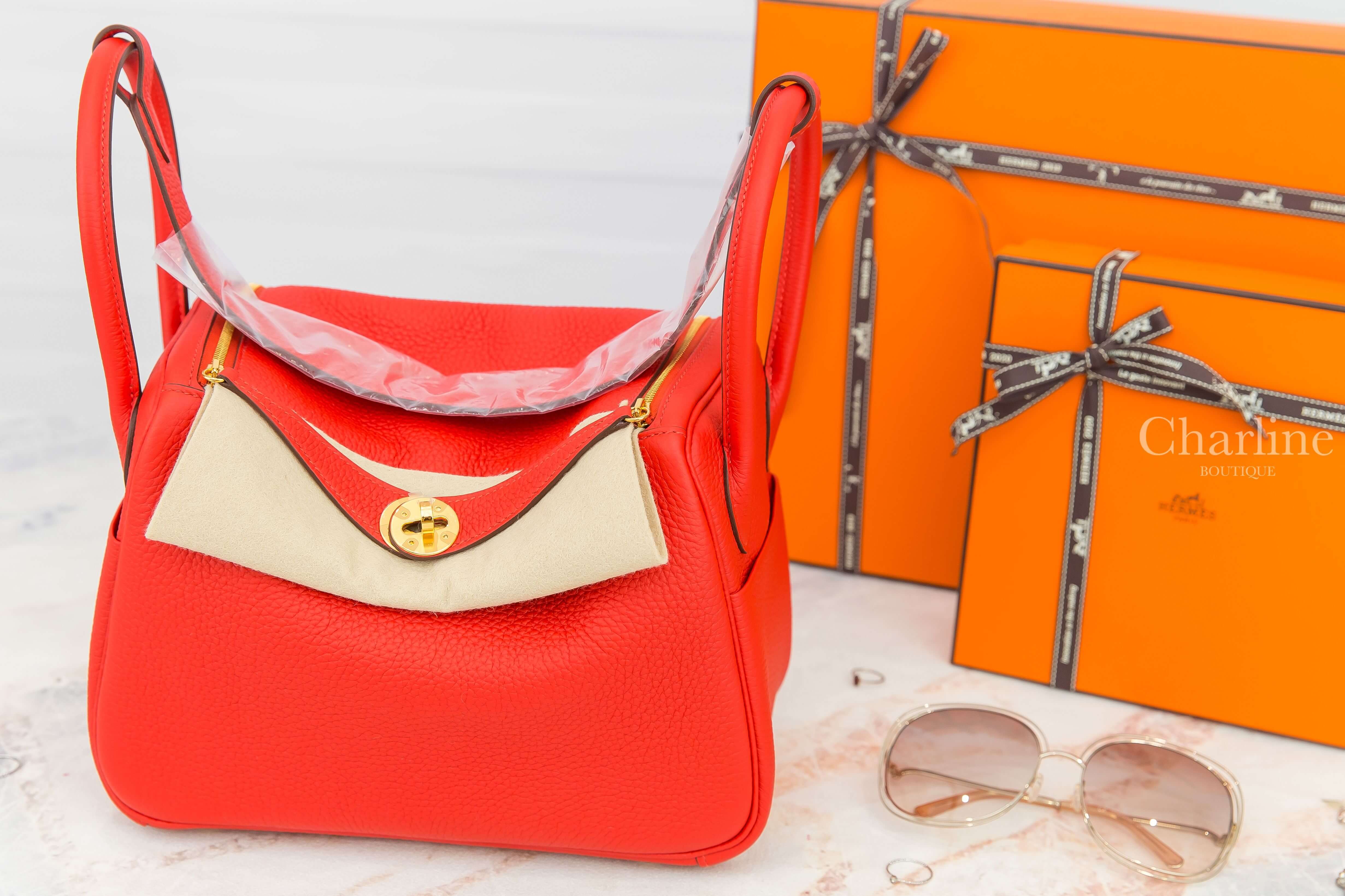 Hermès Lindy 26cm S5 Rouge Tomate Taurillon Clemence Z刻蕃茄紅金釦-Charline Boutique 精品代購
