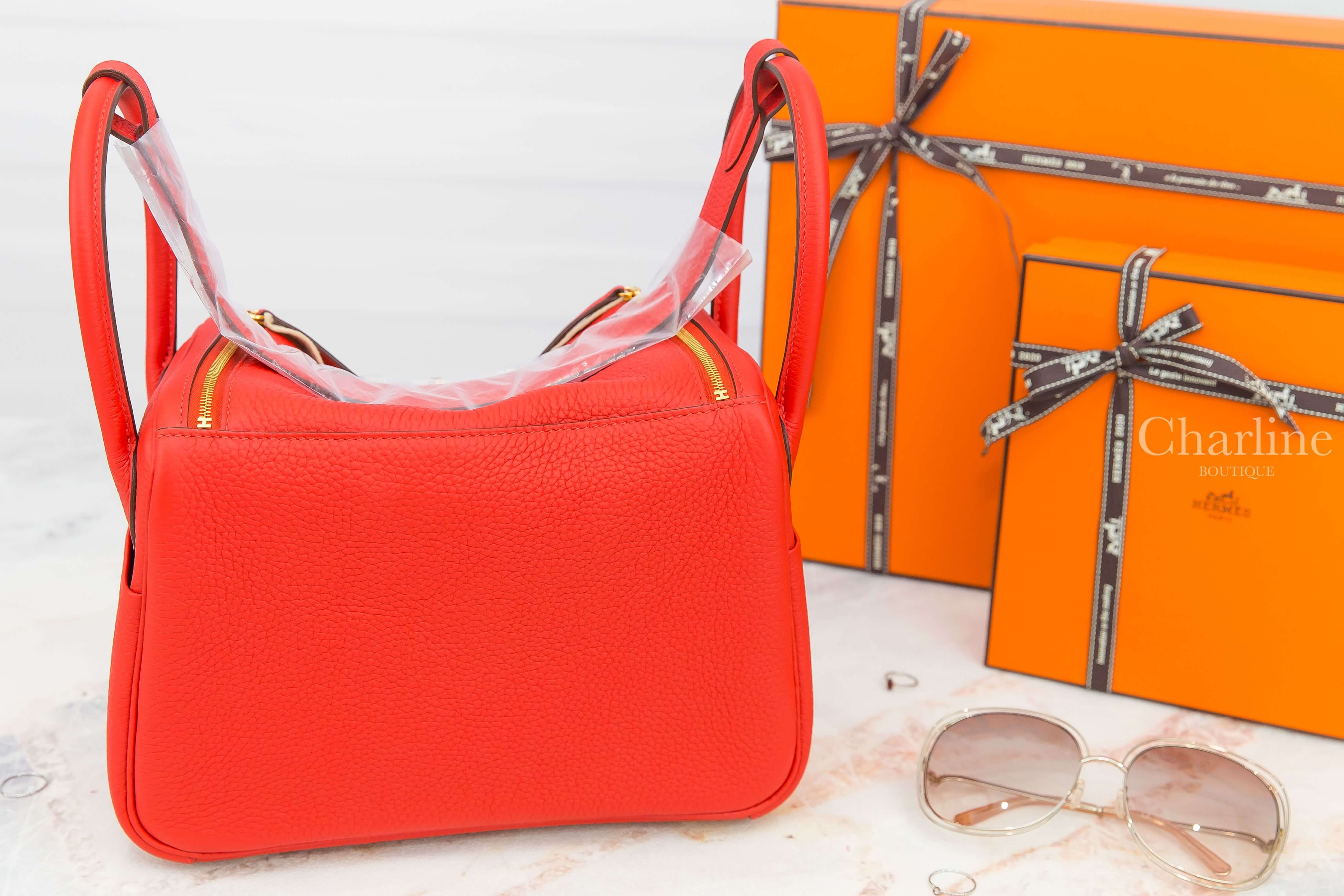 Hermès Lindy 26cm S5 Rouge Tomate Taurillon Clemence Z刻蕃茄紅金釦-Charline Boutique 精品代購