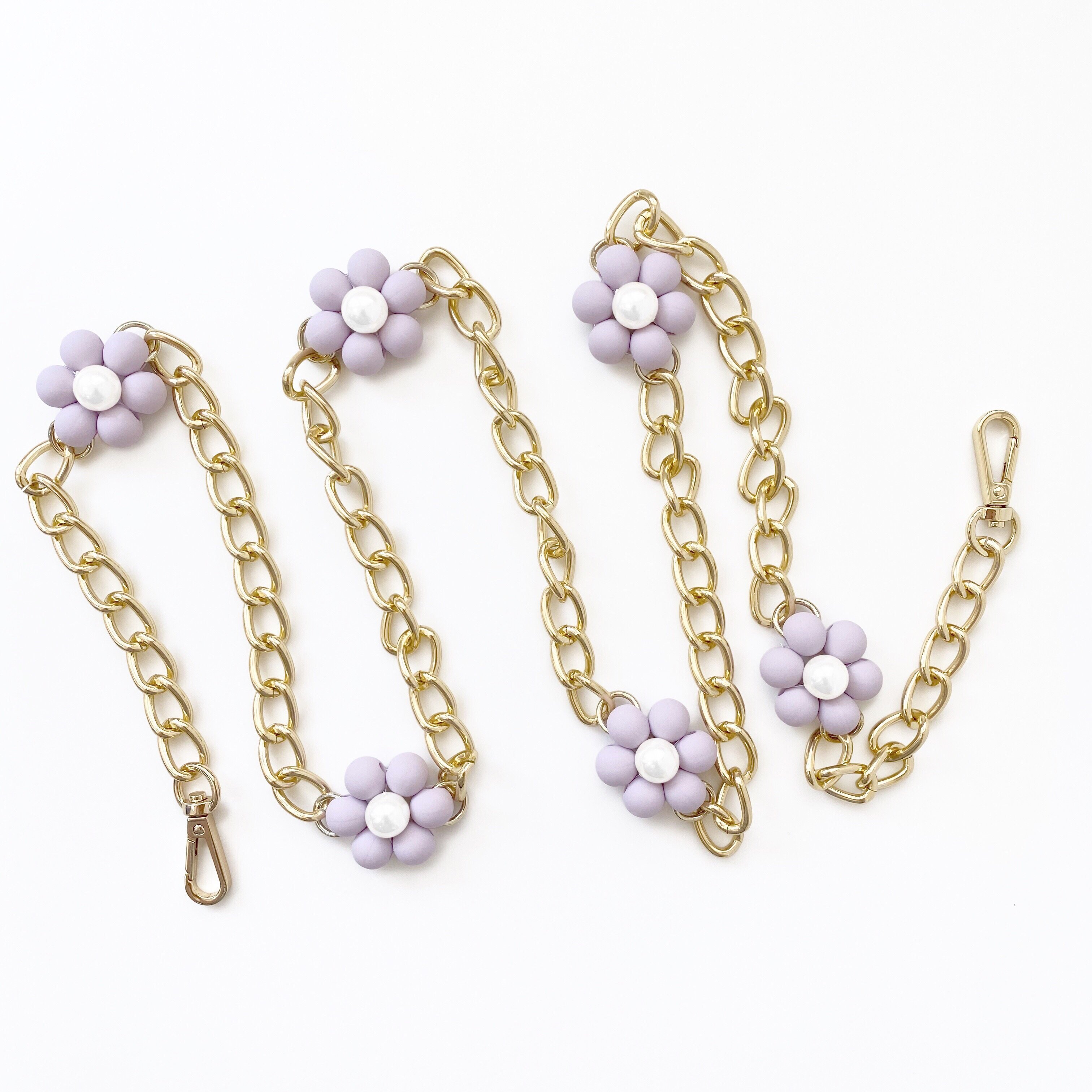 Candies 金屬花朵長鏈(紫)-125公分