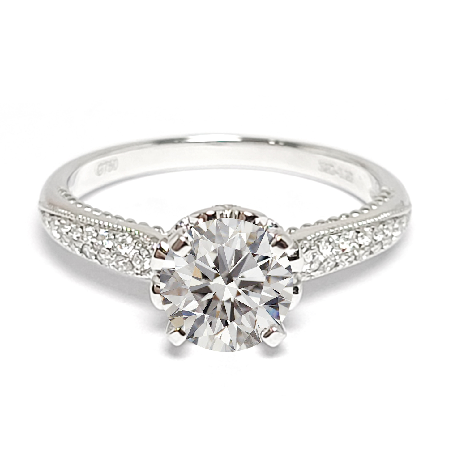 18K白金天然鑽石戒指托 (RS22RY22676A)