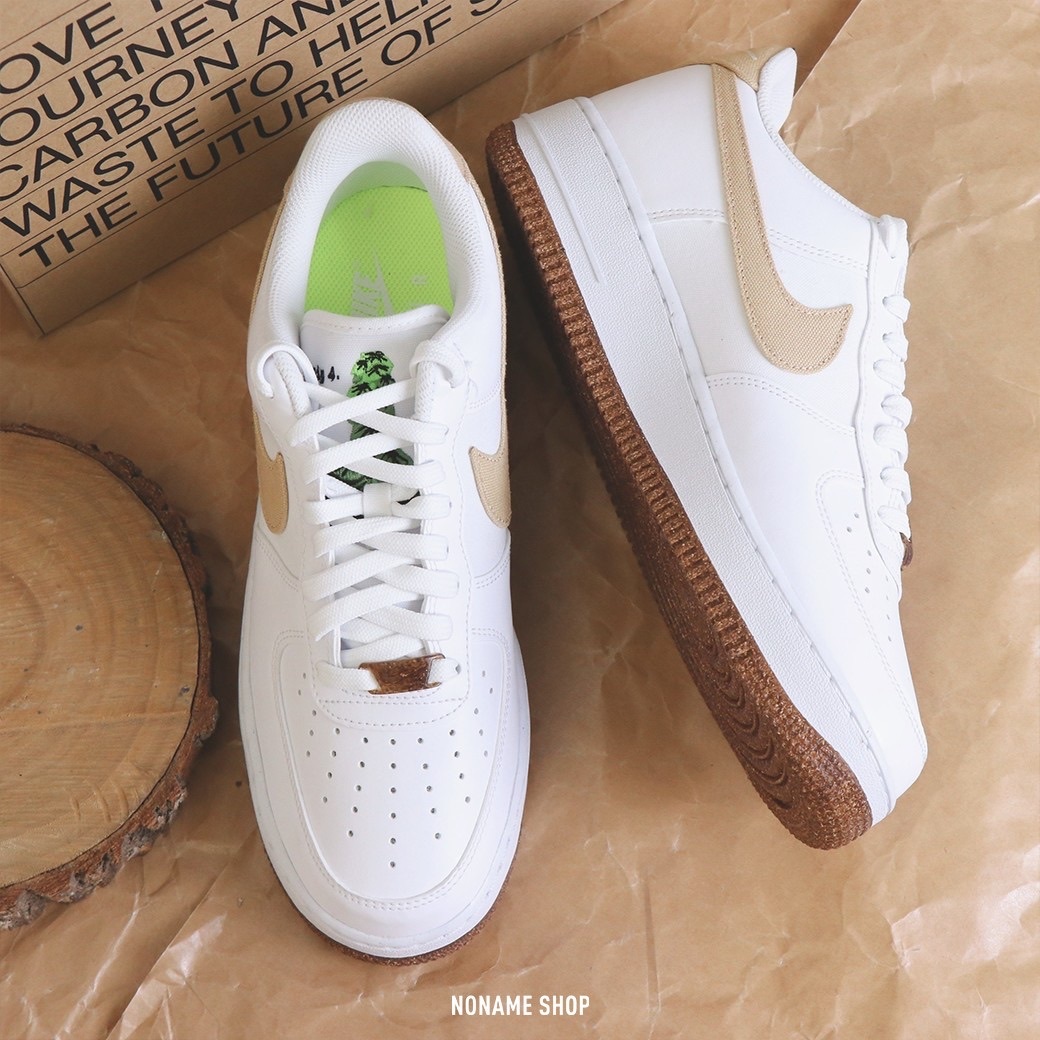 NIKE AIR FORCE 1 AF1 環保 皮革 花卉 刺繡 奶白色