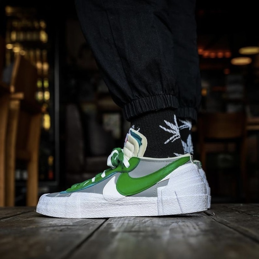 nike blazer low x sacai classic green