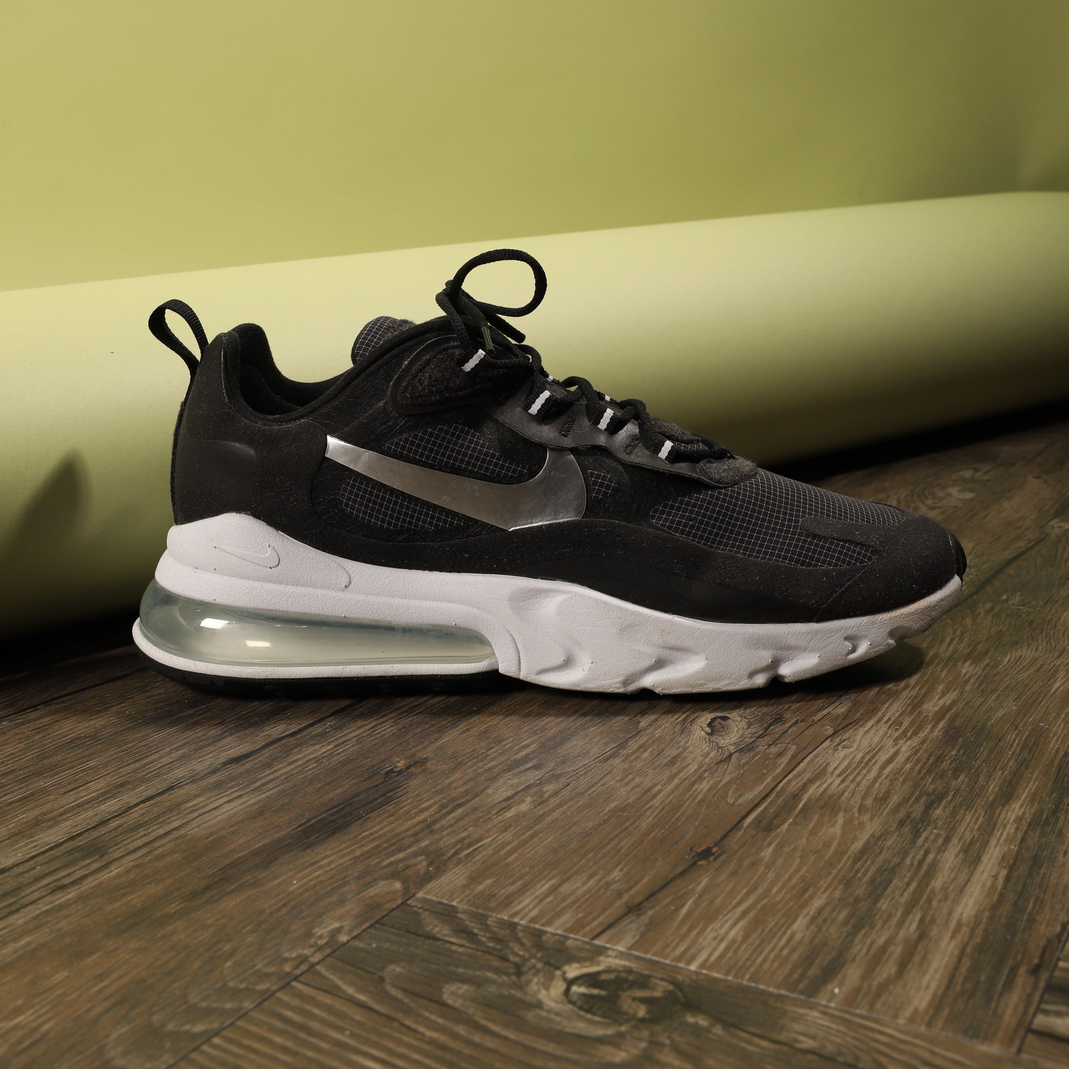 二手 US12/30CM NIKE AIR MAX 270 REACT 黑色 銀勾 網格 氣墊 休閒鞋【CQ4598-071】