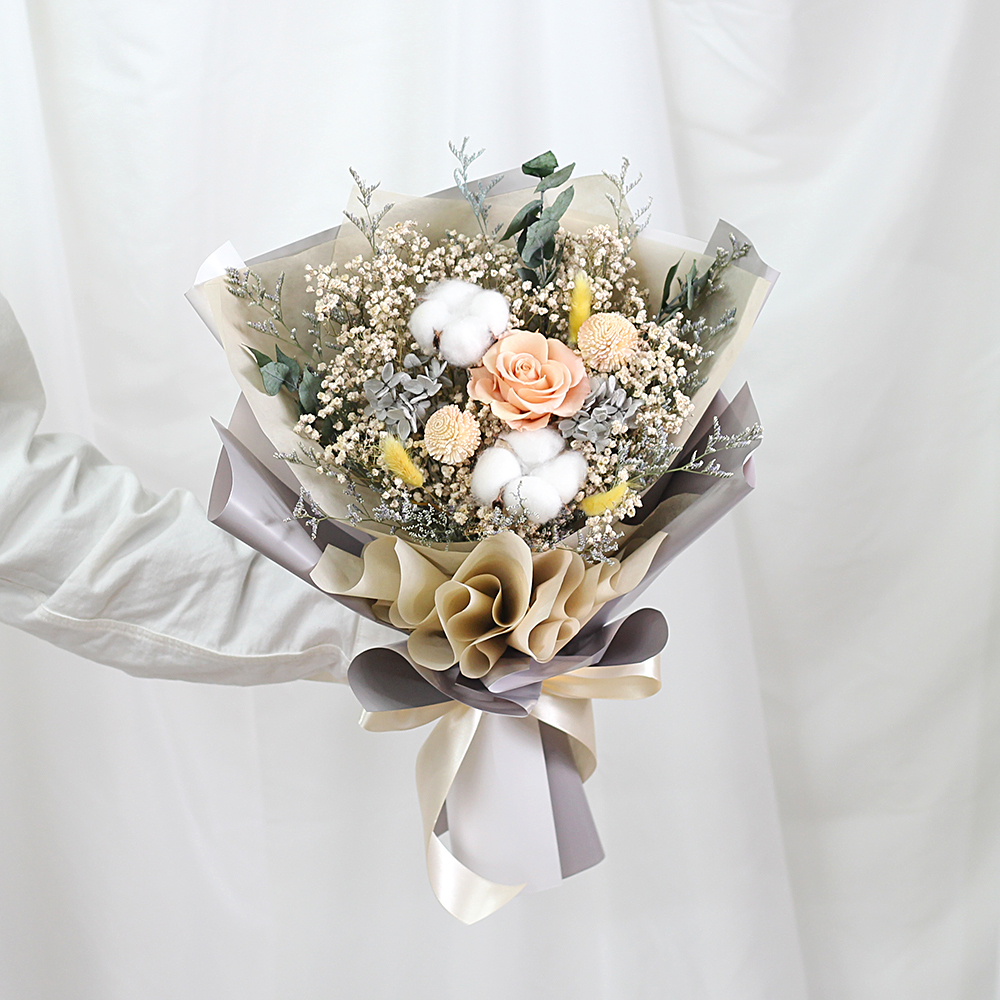 |流行多重奏-莫蘭迪-滿天星花束-乾燥花束-泰式奶茶-大型|