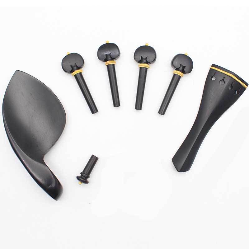 V-V88 小提琴高檔烏木配件組 鑲黃楊 含拉弦板 弦軸 腮托 尺寸4/4 一組