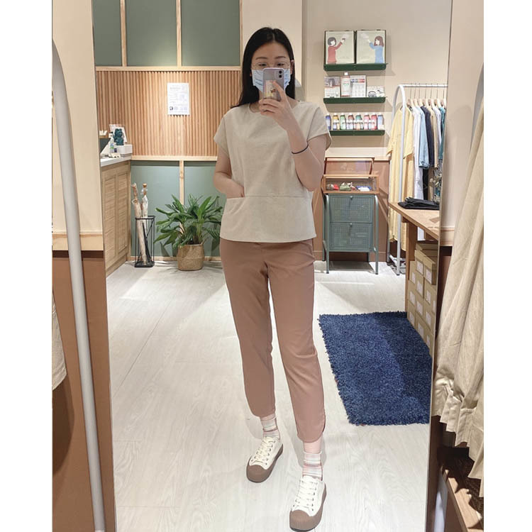 眼角餘光9分設計褲-夏桃