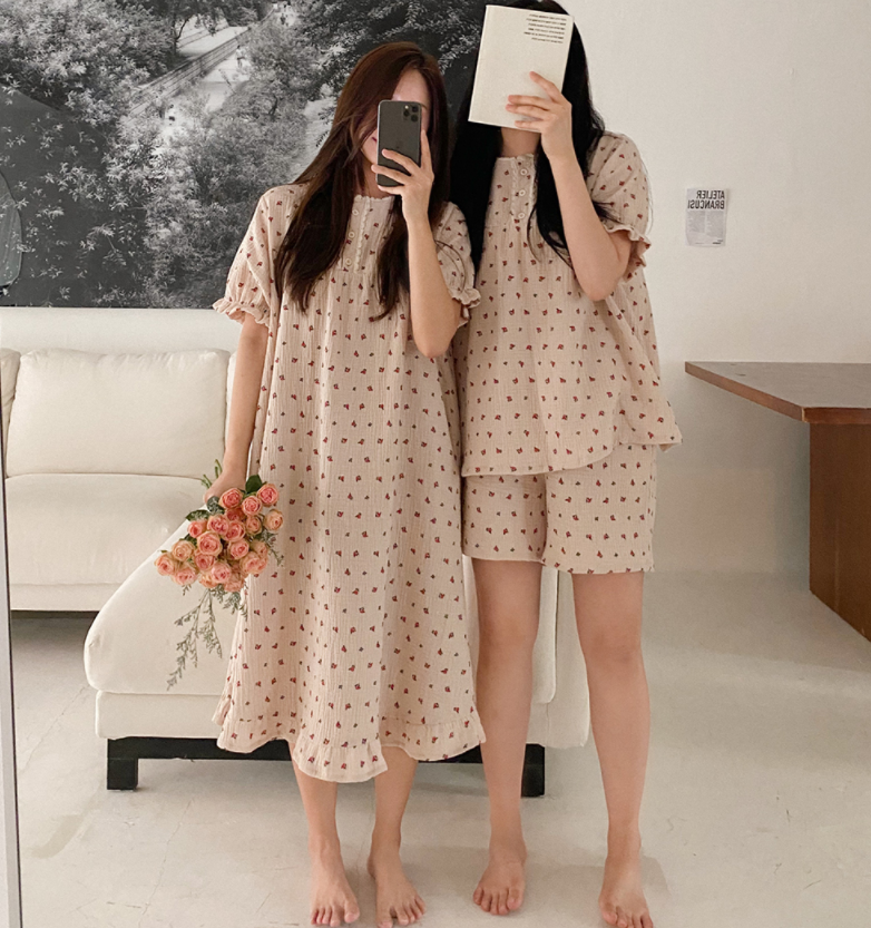 韓國代購 🇰🇷 韓國睡衣品牌 Juuneedu  睡衣 玫瑰蕾絲 棉質短袖睡衣 家居服 居家服