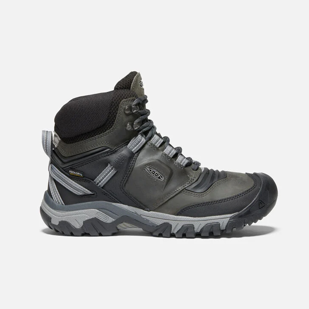 KEEN 男款 RIDGE FLEX MID WP 中筒登山健行鞋 黑/灰