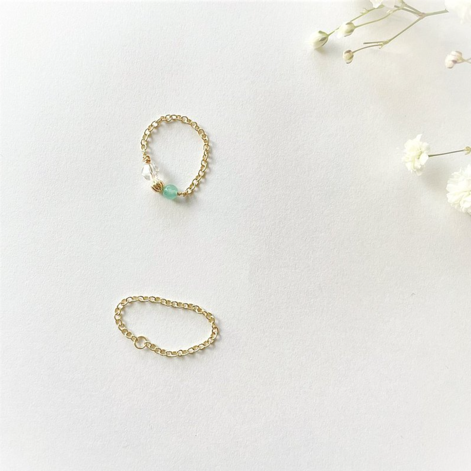 │輕奢│天河石 • 冰晶鍊戒 • 戒指 • 14K注金 • 14kgf