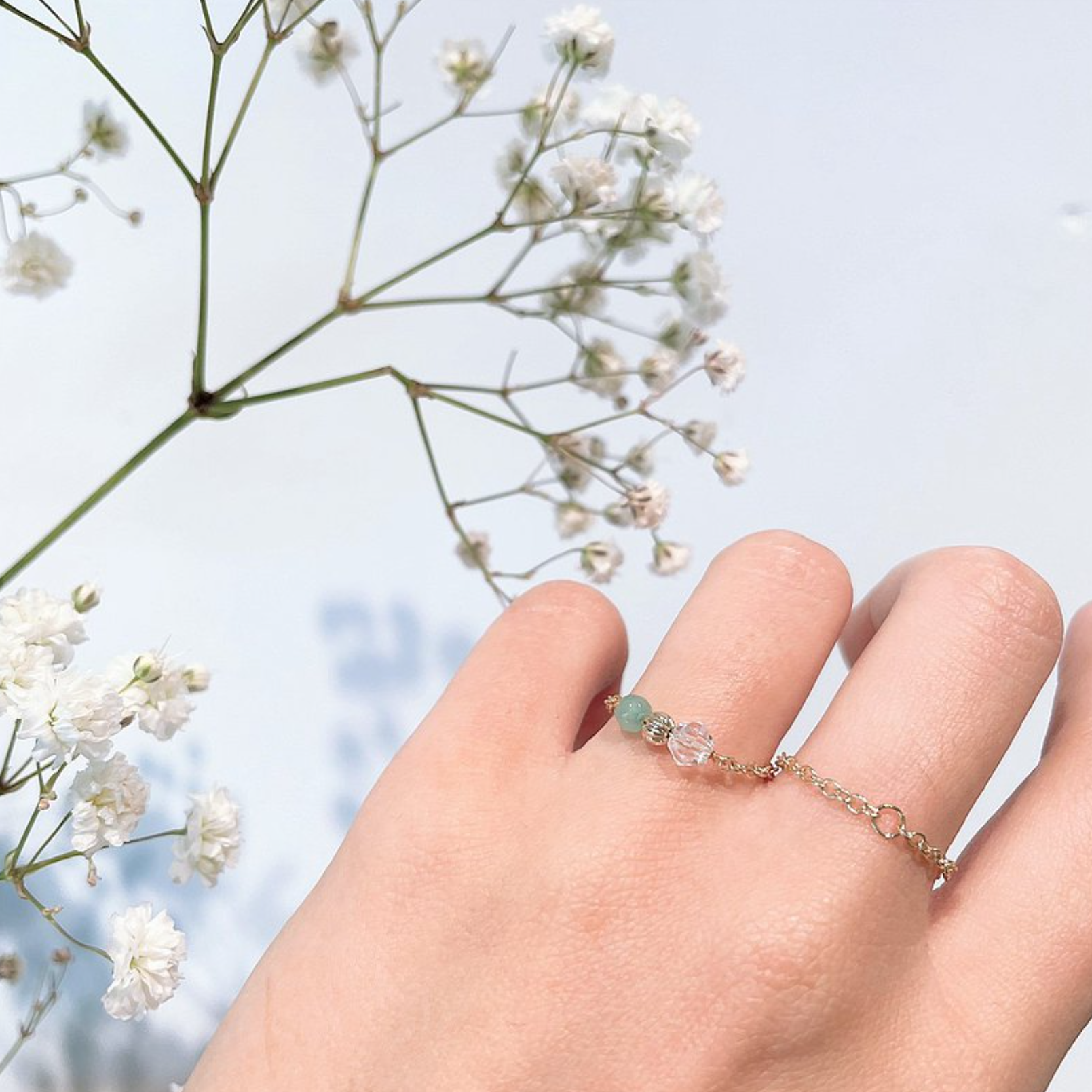 │輕奢│天河石 • 冰晶鍊戒 • 戒指 • 14K注金 • 14kgf