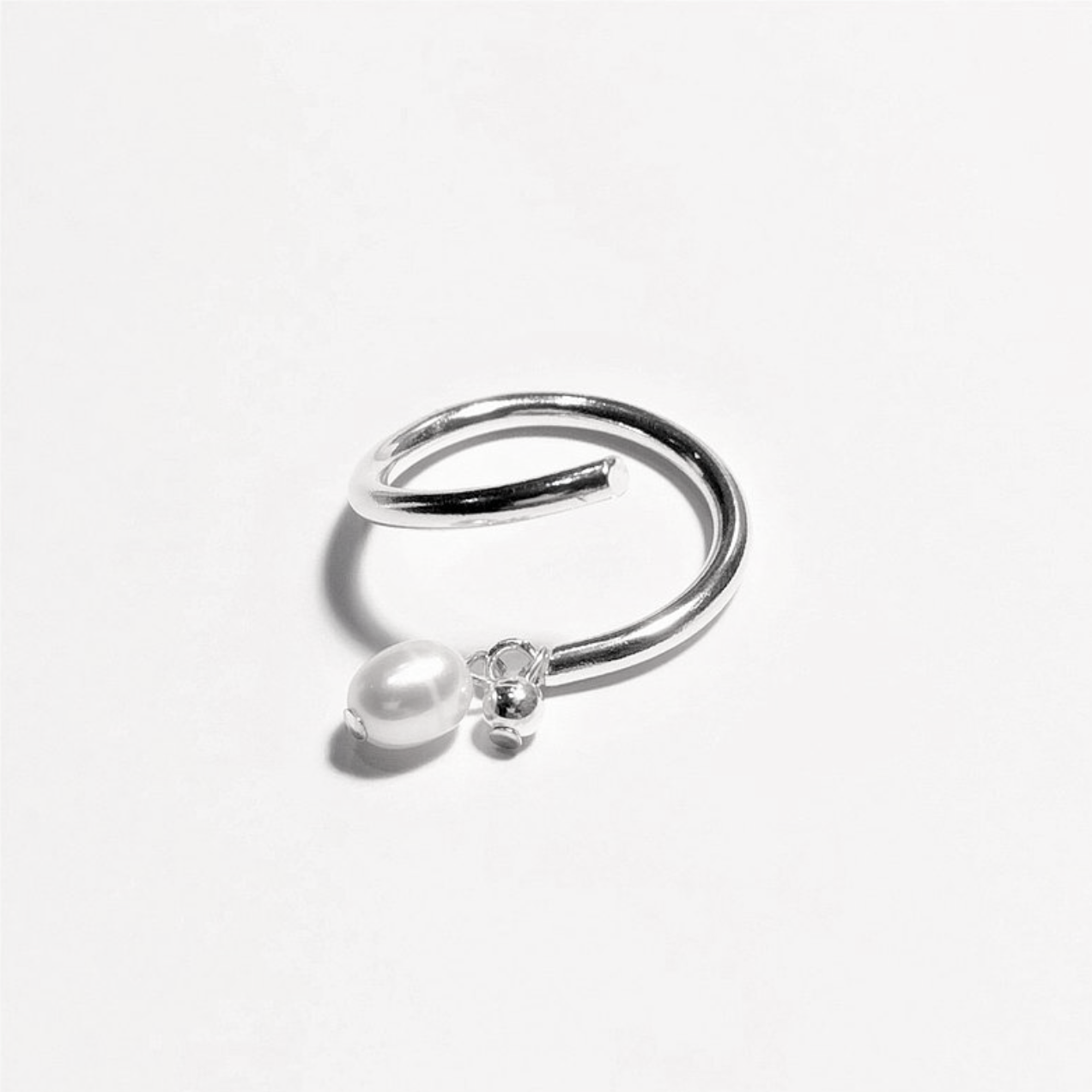 │輕奢│垂墜感 • 珍珠迴圈 • 開口戒指 • 純銀戒指