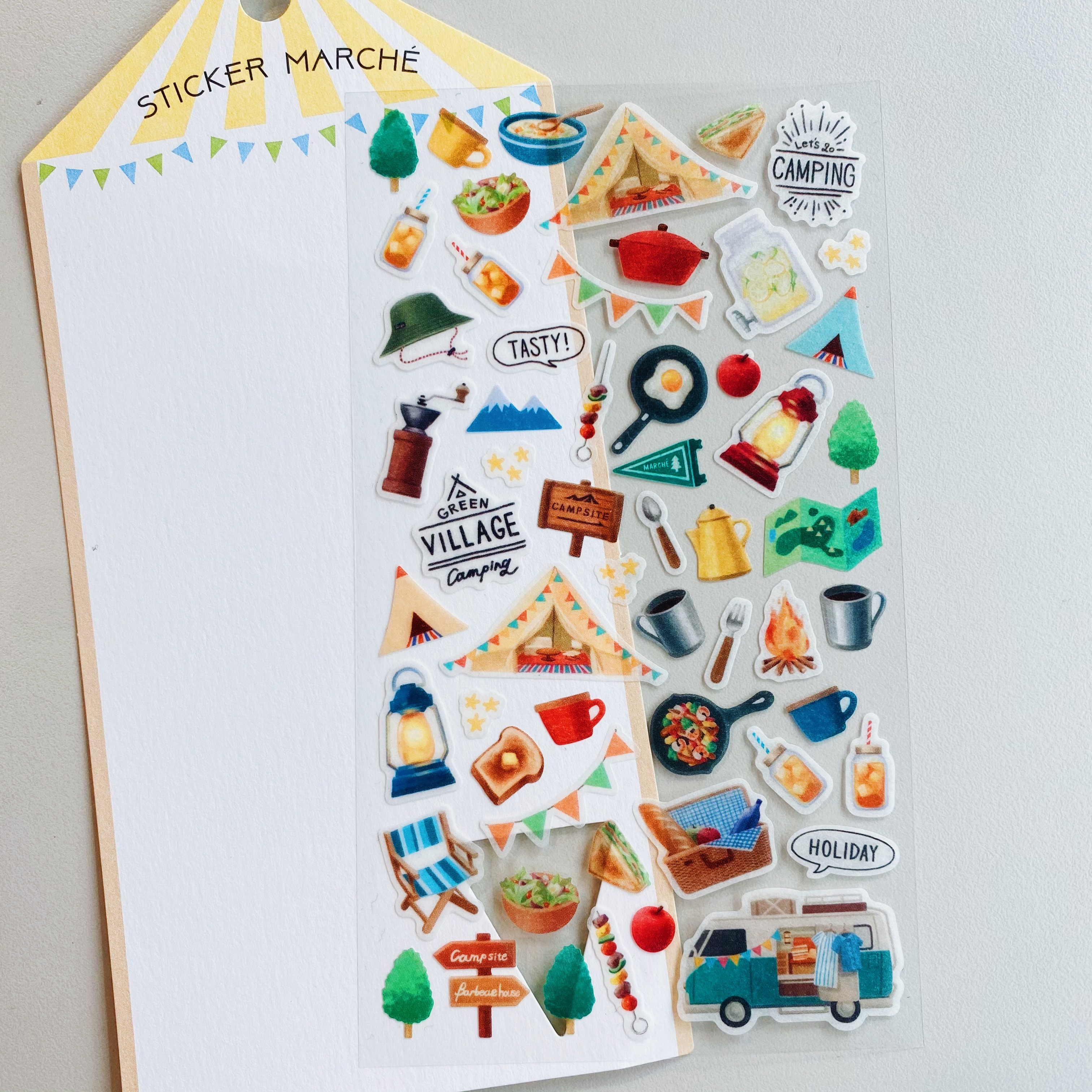 MIDORI 露營 水彩和紙貼紙